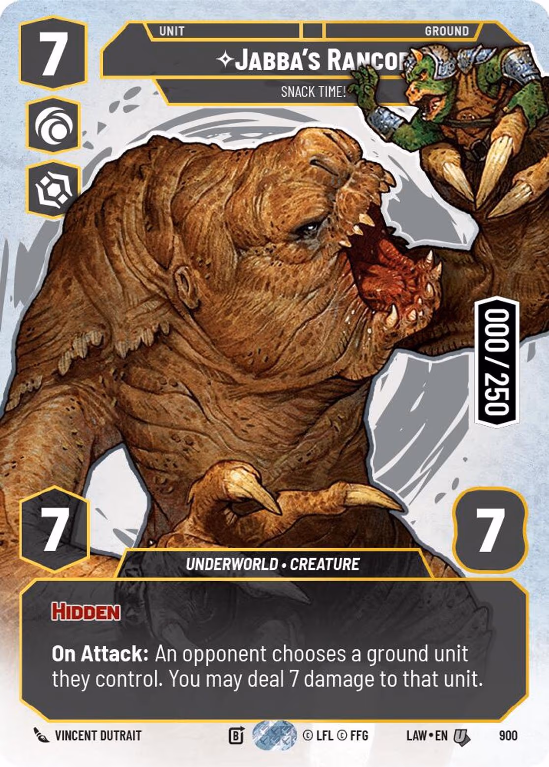 Jabba's Rancor - Snack Time! LAW-900 Prestige Serialized Star Wars Unlimited card