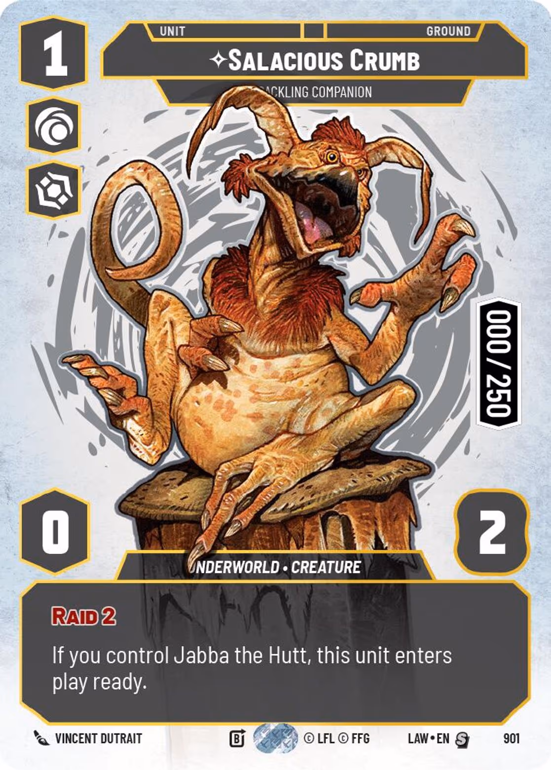 Salacious Crumb - Cackling Companion LAW-901 Prestige Serialized Star Wars Unlimited card