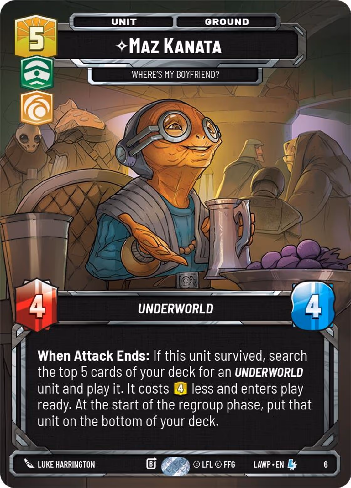 Maz Kanata - Where's My Boyfriend? LAWOP-06 Star Wars Unlimited card