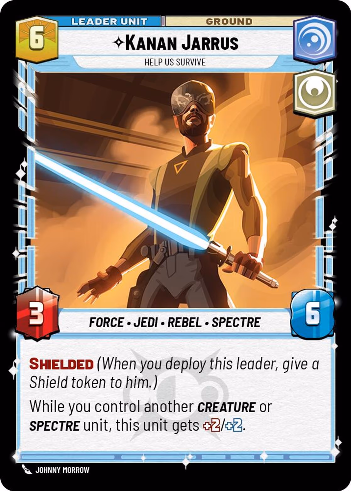 Kanan Jarrus - Help Us Survive LOF-004 Star Wars Unlimited card (back face)