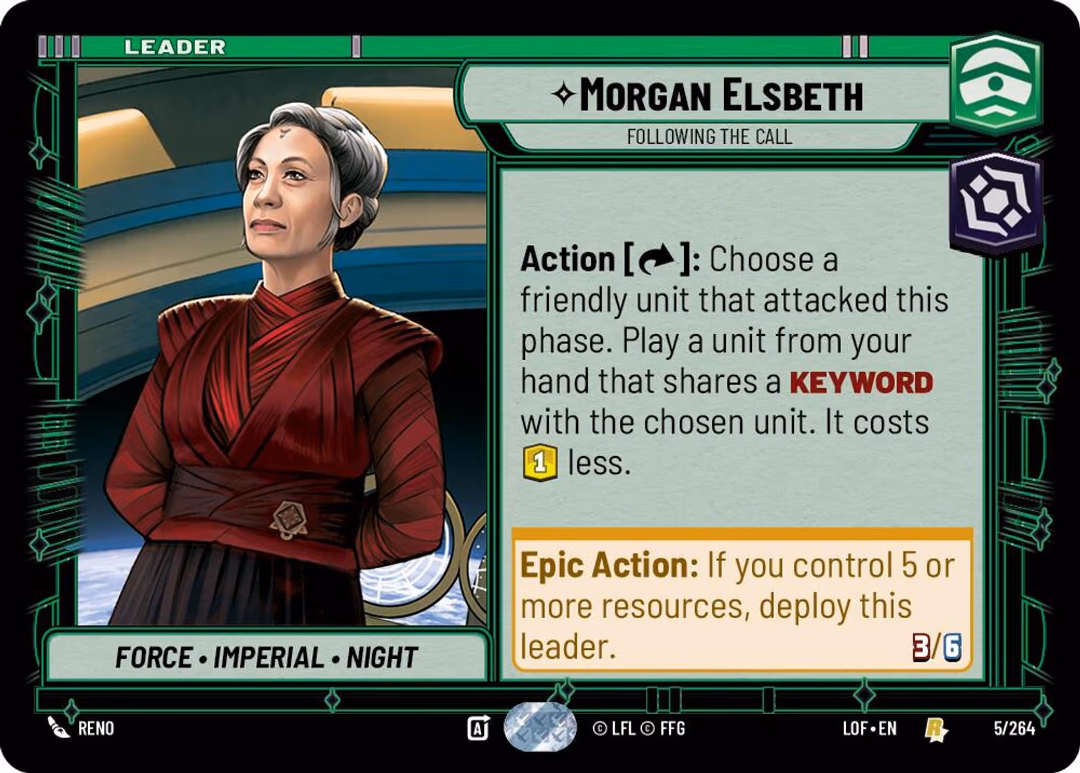 Morgan Elsbeth - Following the Call LOF-005 Star Wars Unlimited card