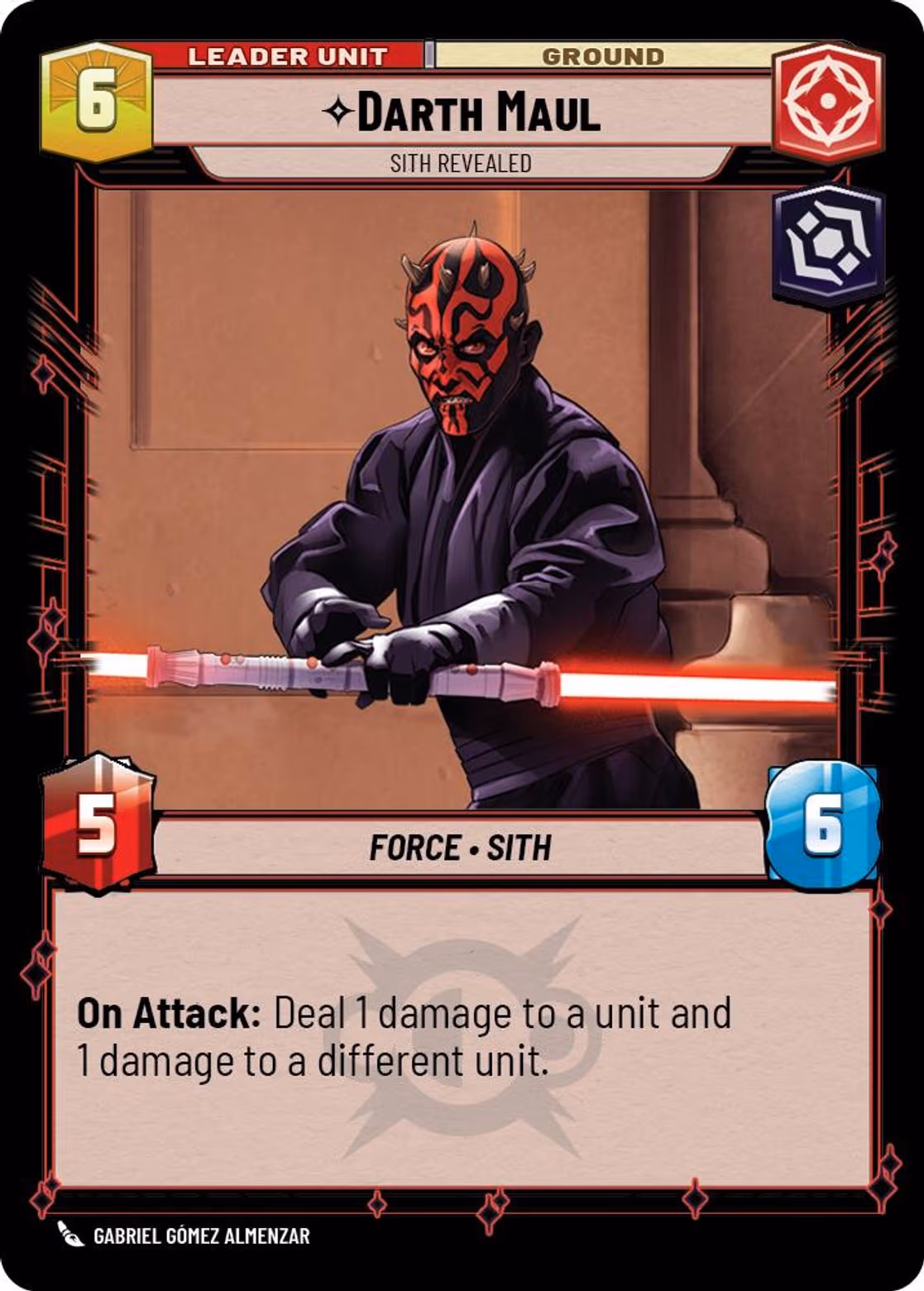Darth Maul - Sith Revealed LOF-009 Star Wars Unlimited card (back face)