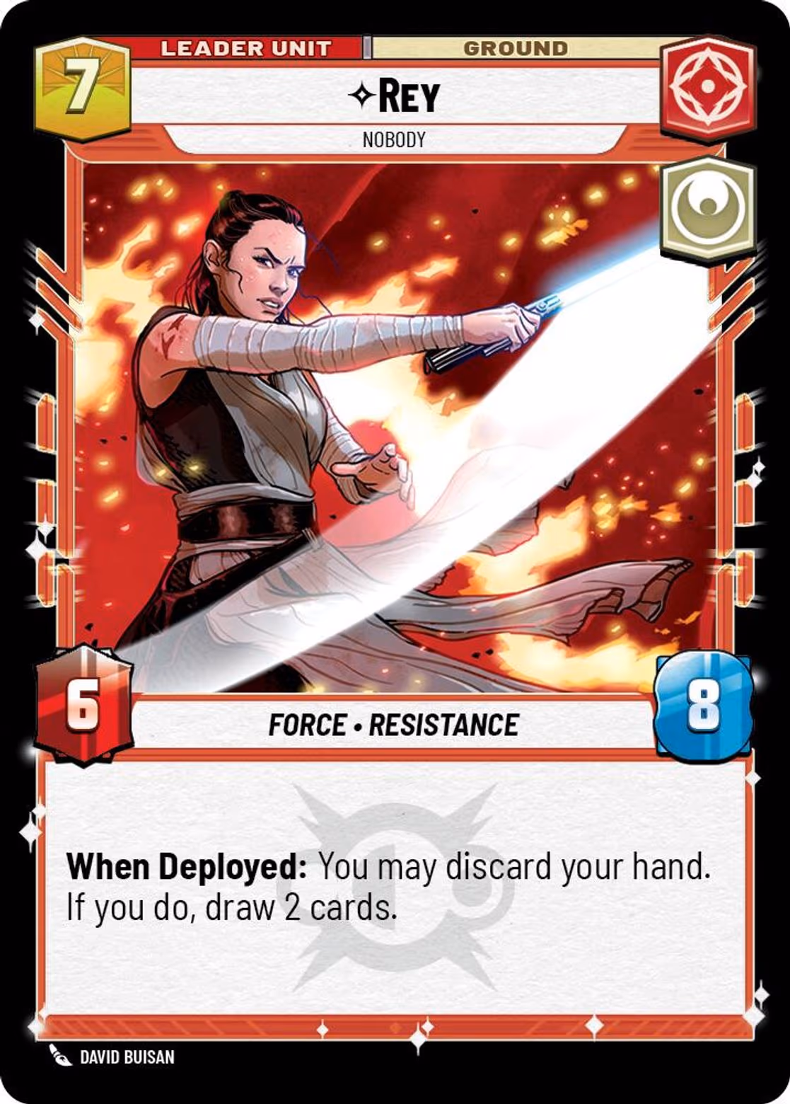 Rey - Nobody LOF-012 Star Wars Unlimited card (back face)