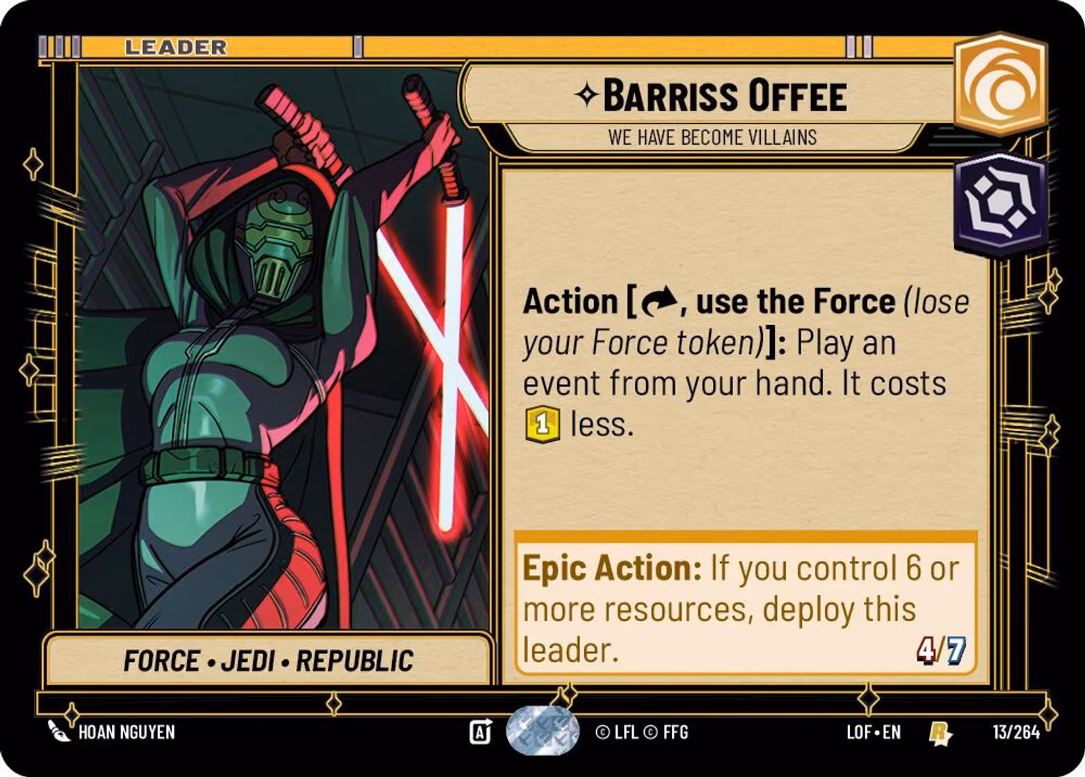 Barriss Offee - We Have Become Villains LOF-013 Star Wars Unlimited card