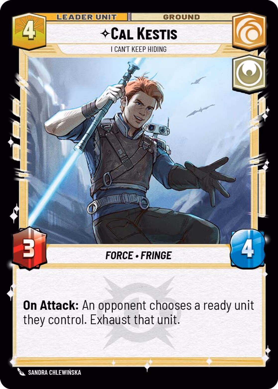 Cal Kestis - I Can't Keep Hiding LOF-015 Star Wars Unlimited card (back face)