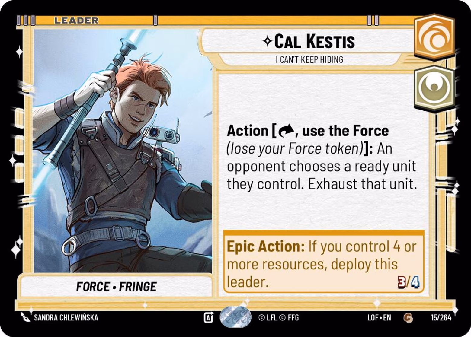 Cal Kestis - I Can't Keep Hiding LOF-015 Star Wars Unlimited card
