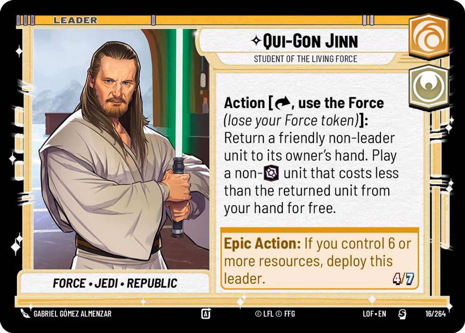 Qui-Gon Jinn - Student of the Living Force LOF-016 Star Wars Unlimited card