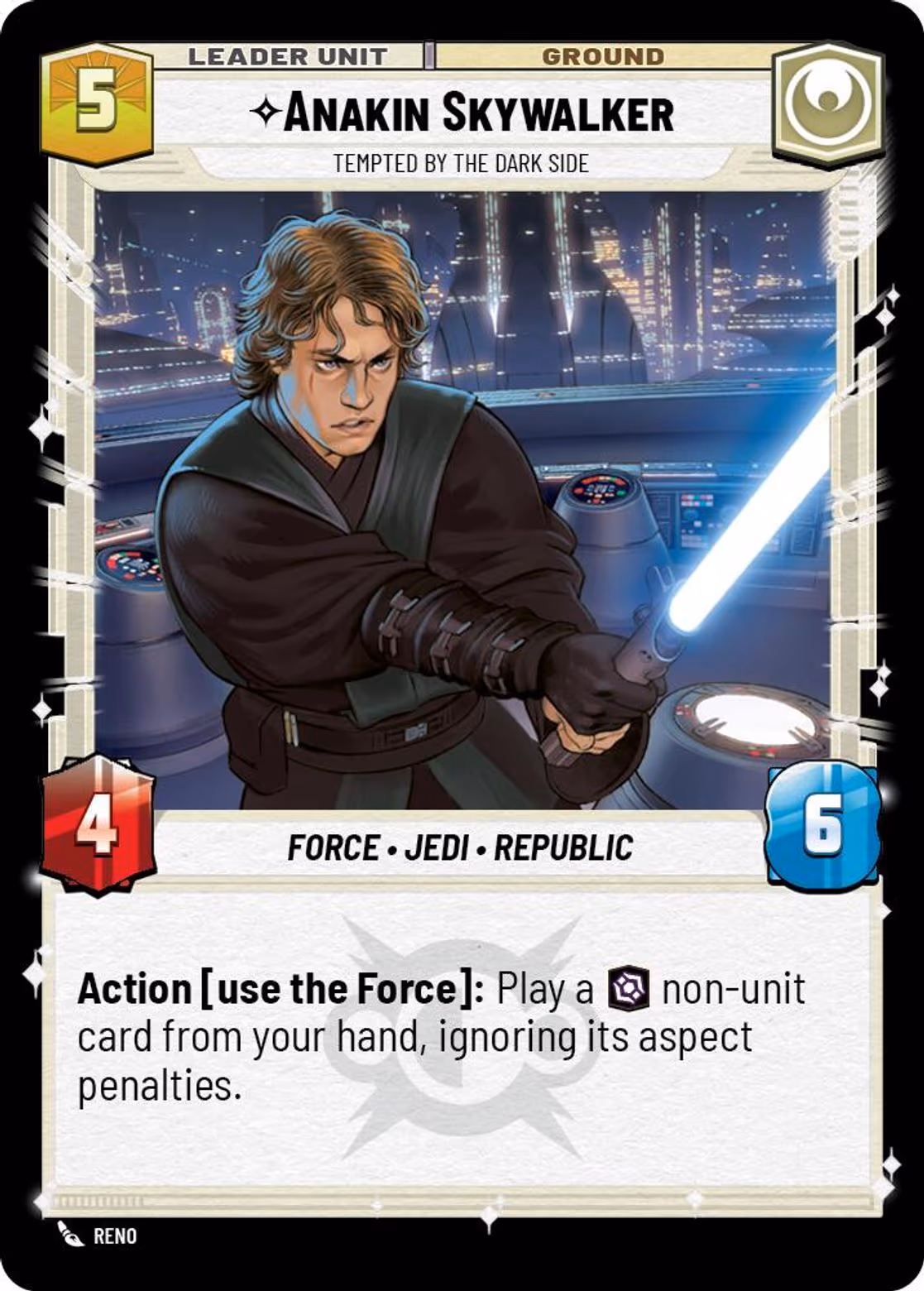 Anakin Skywalker - Tempted by the Dark Side LOF-018 Star Wars Unlimited card (back face)