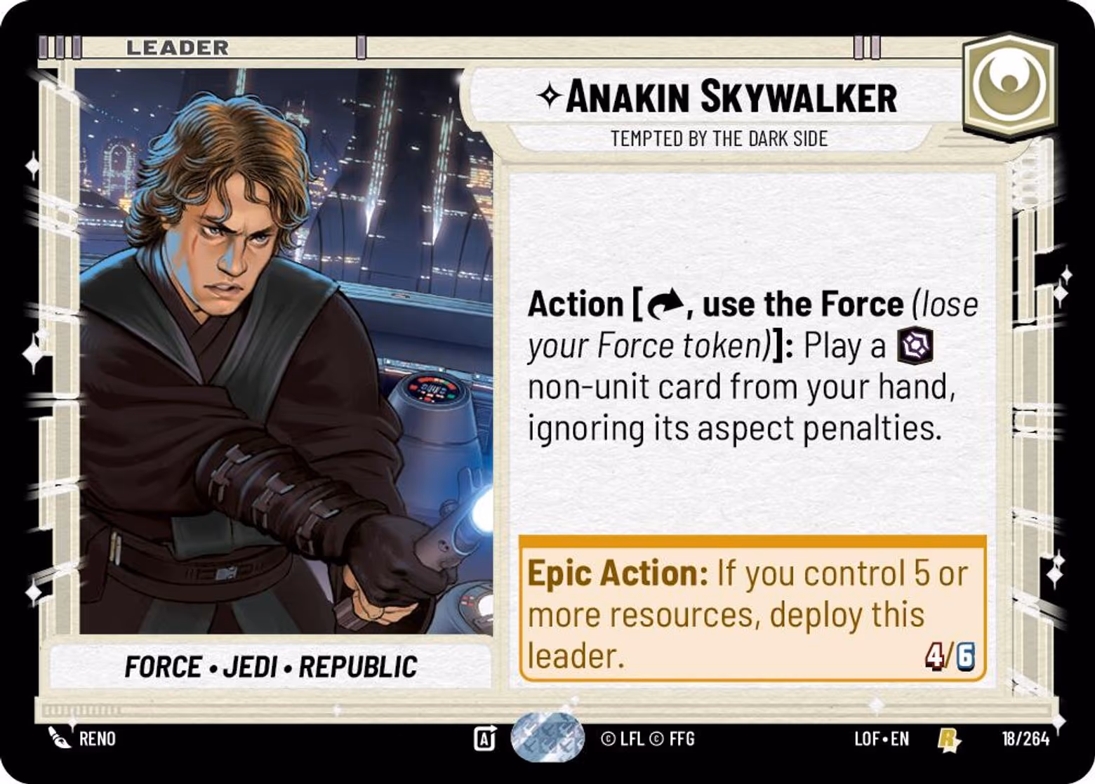 Anakin Skywalker Star Wars Unlimited leader