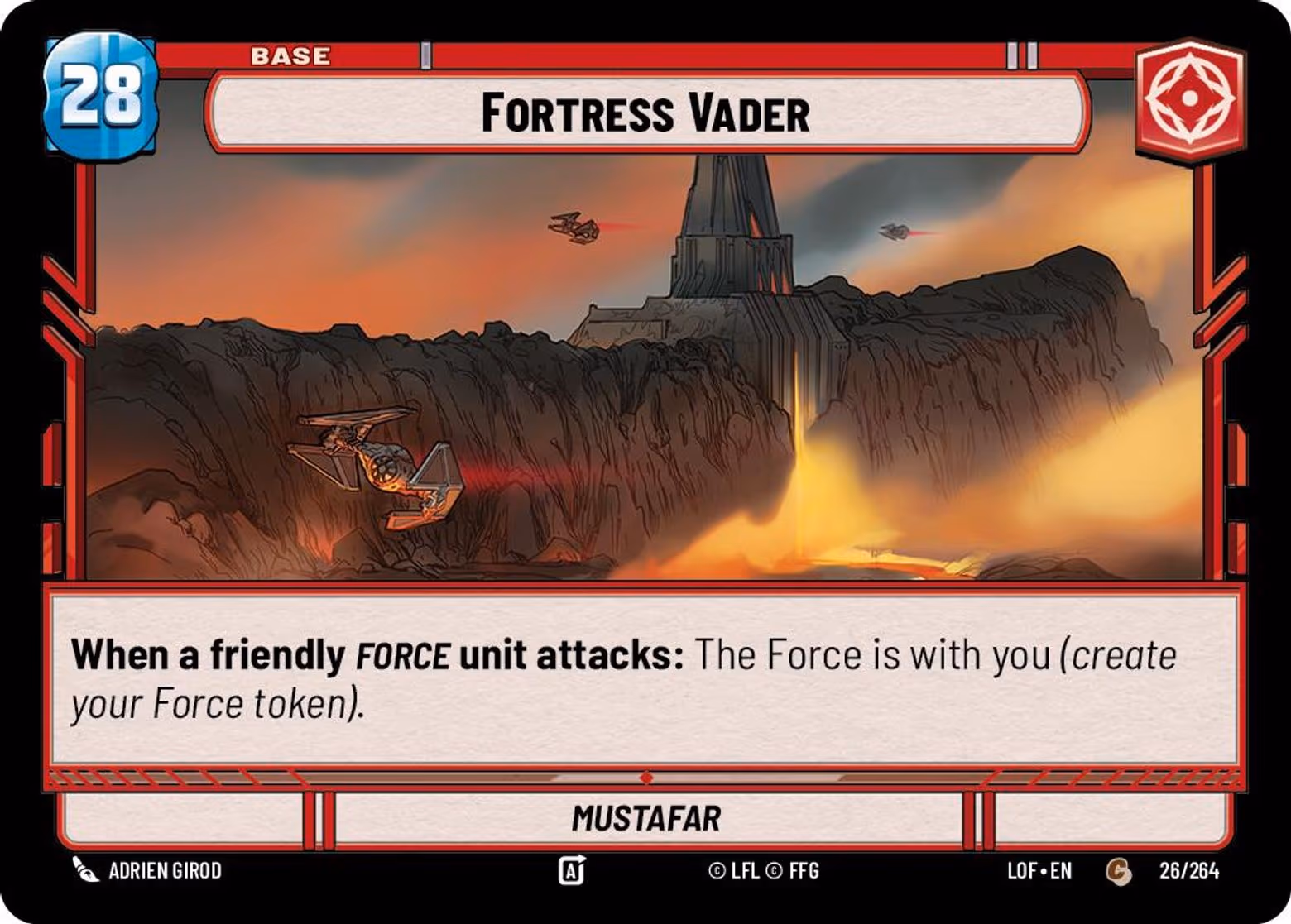 Fortress Vader - Mustafar LOF-026 Star Wars Unlimited card