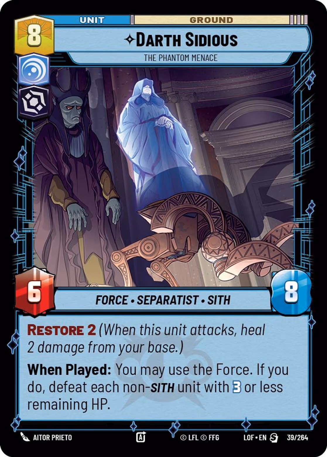 Darth Sidious - The Phantom Menace LOF-039 Star Wars Unlimited card