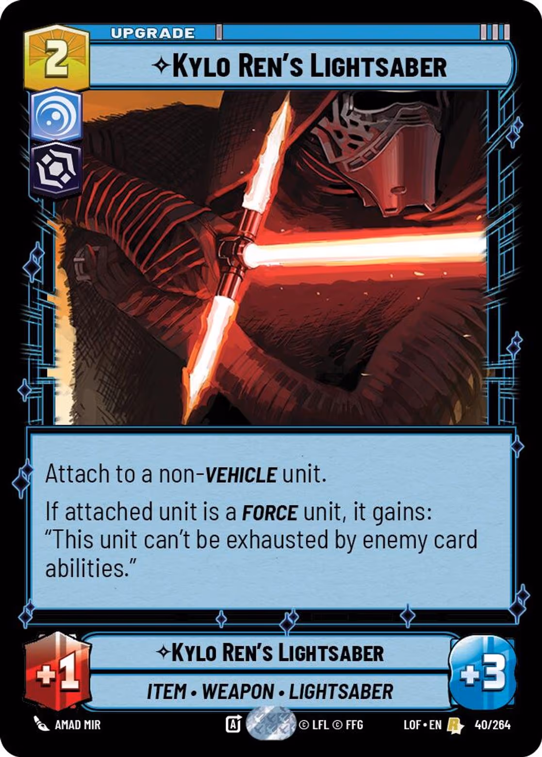 Kylo Ren's Lightsaber LOF-040 Star Wars Unlimited card