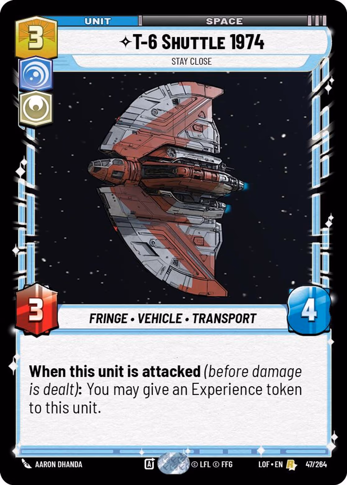 T-6 Shuttle 1974 - Stay Close LOF-047 Star Wars Unlimited card