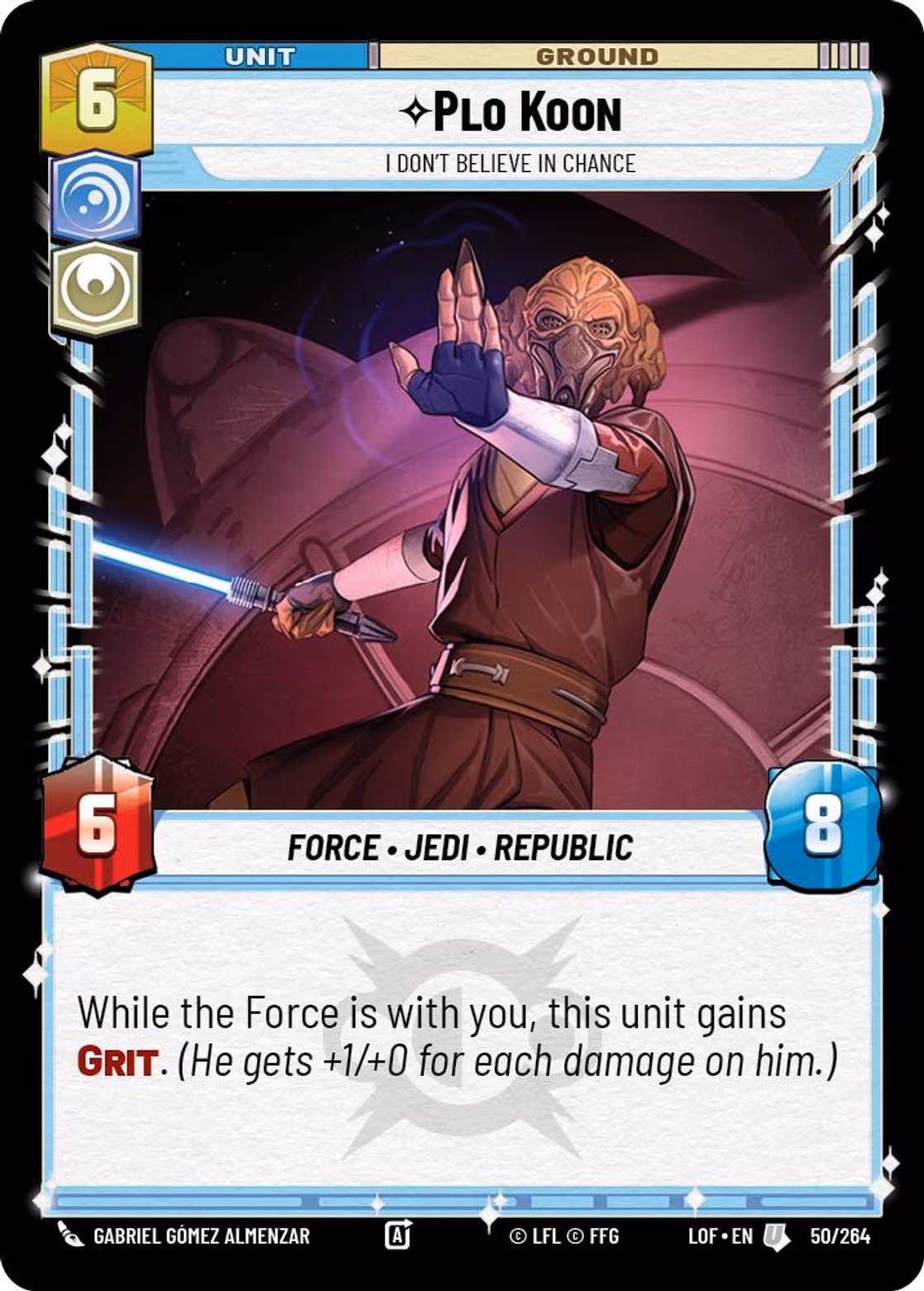 Plo Koon - I Don't Believe in Chance LOF-050 Star Wars Unlimited card