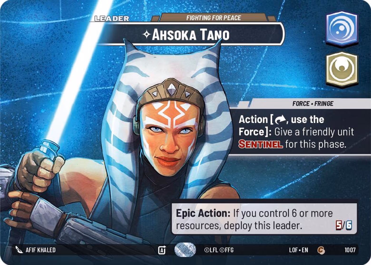 Ahsoka Tano - Fighting For Peace LOF-1007 Showcase Star Wars Unlimited card