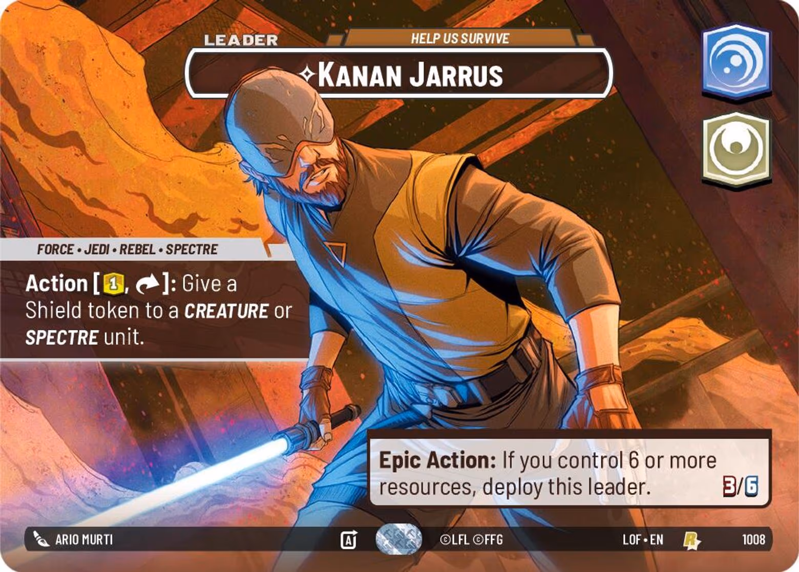Kanan Jarrus - Help Us Survive LOF-1008 Showcase Star Wars Unlimited card