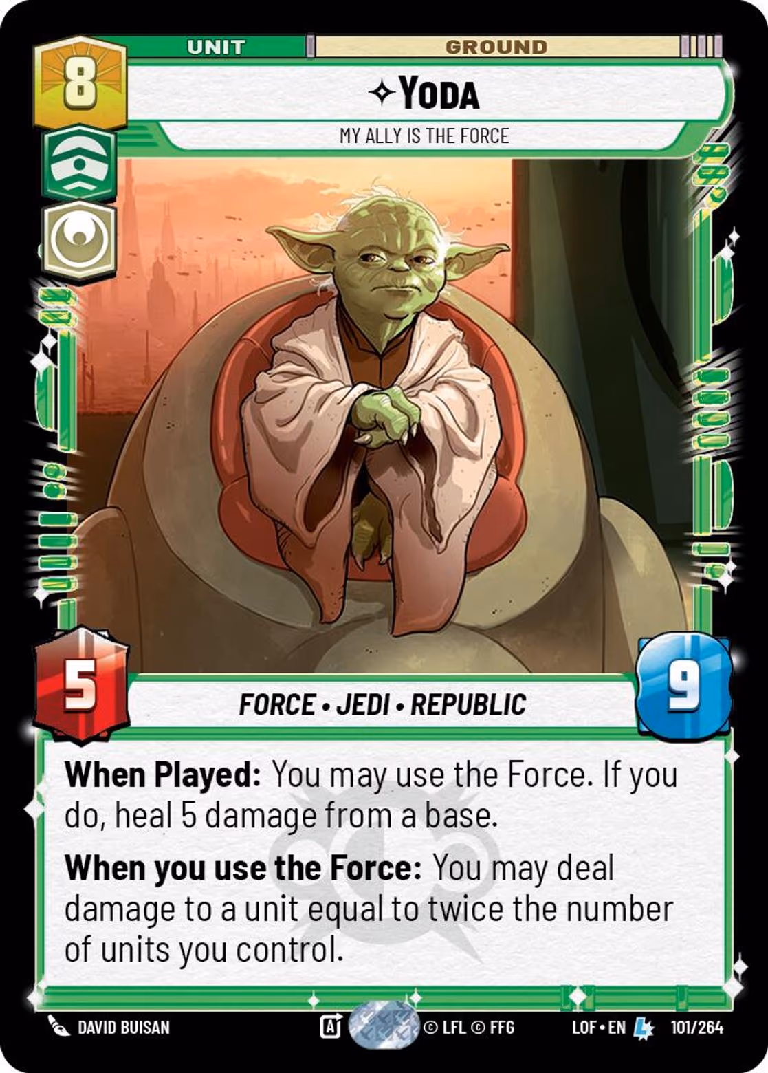 Yoda - My Ally is the Force LOF-101 Star Wars Unlimited card