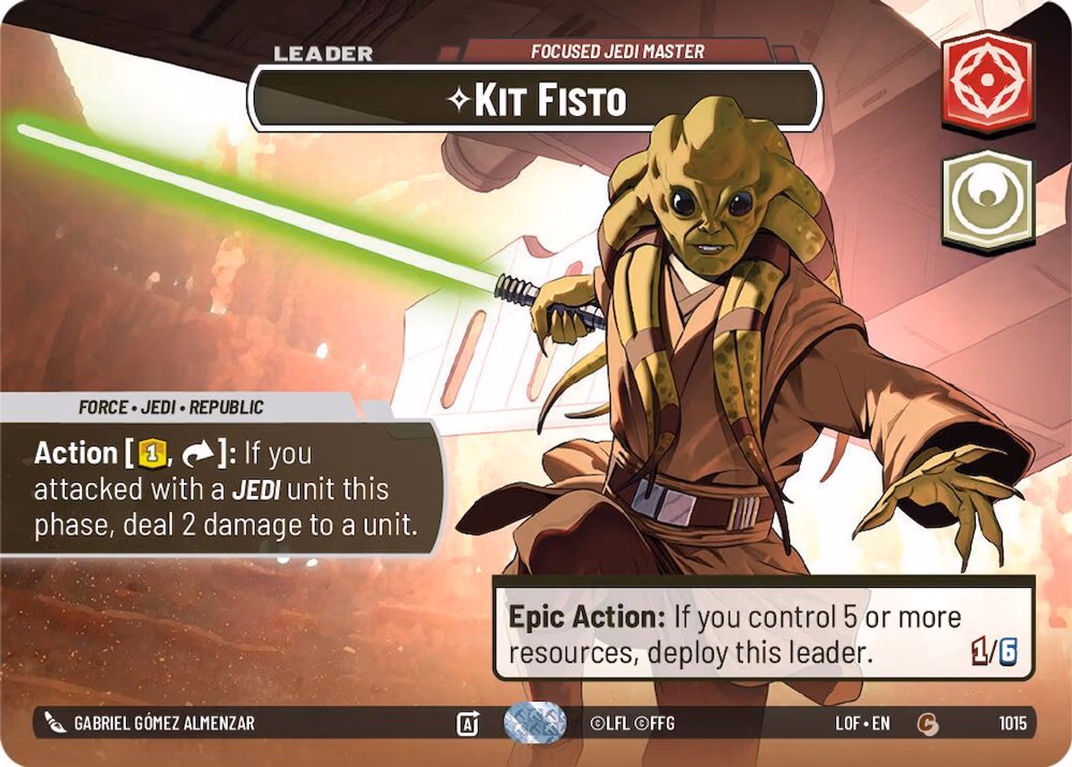 Kit Fisto - Focused Jedi Master LOF-1015 Showcase Star Wars Unlimited card
