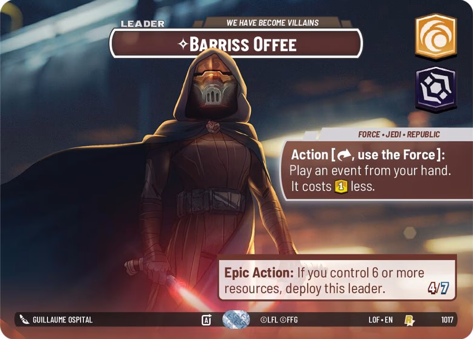 Barriss Offee - We Have Become Villains LOF-1017 Showcase Star Wars Unlimited card