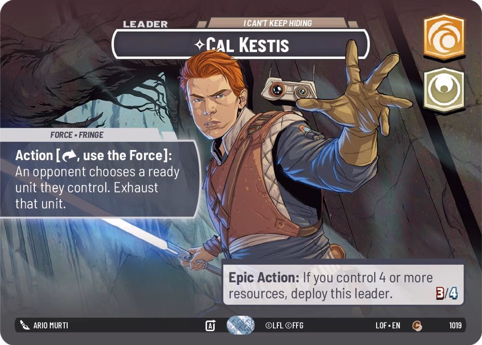 Cal Kestis - I Can't Keep Hiding LOF-1019 Showcase Star Wars Unlimited card