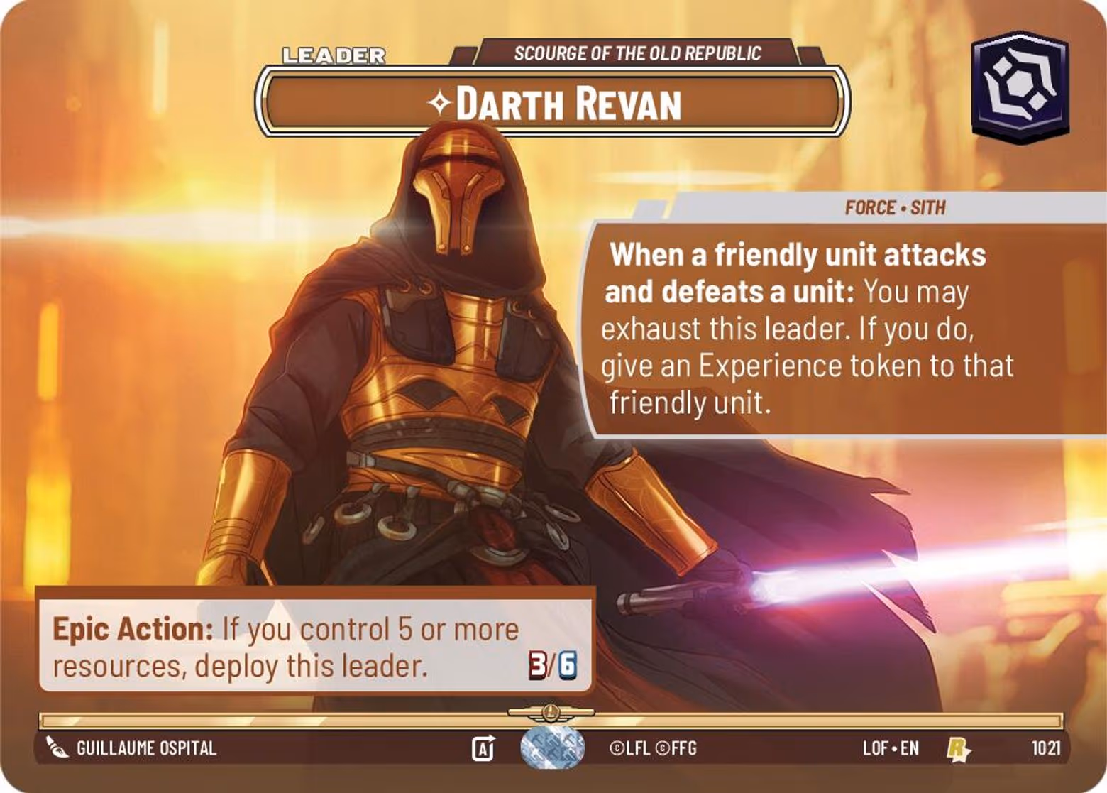 Darth Revan - Scourge of the Old Republic LOF-1021 Showcase Star Wars Unlimited card