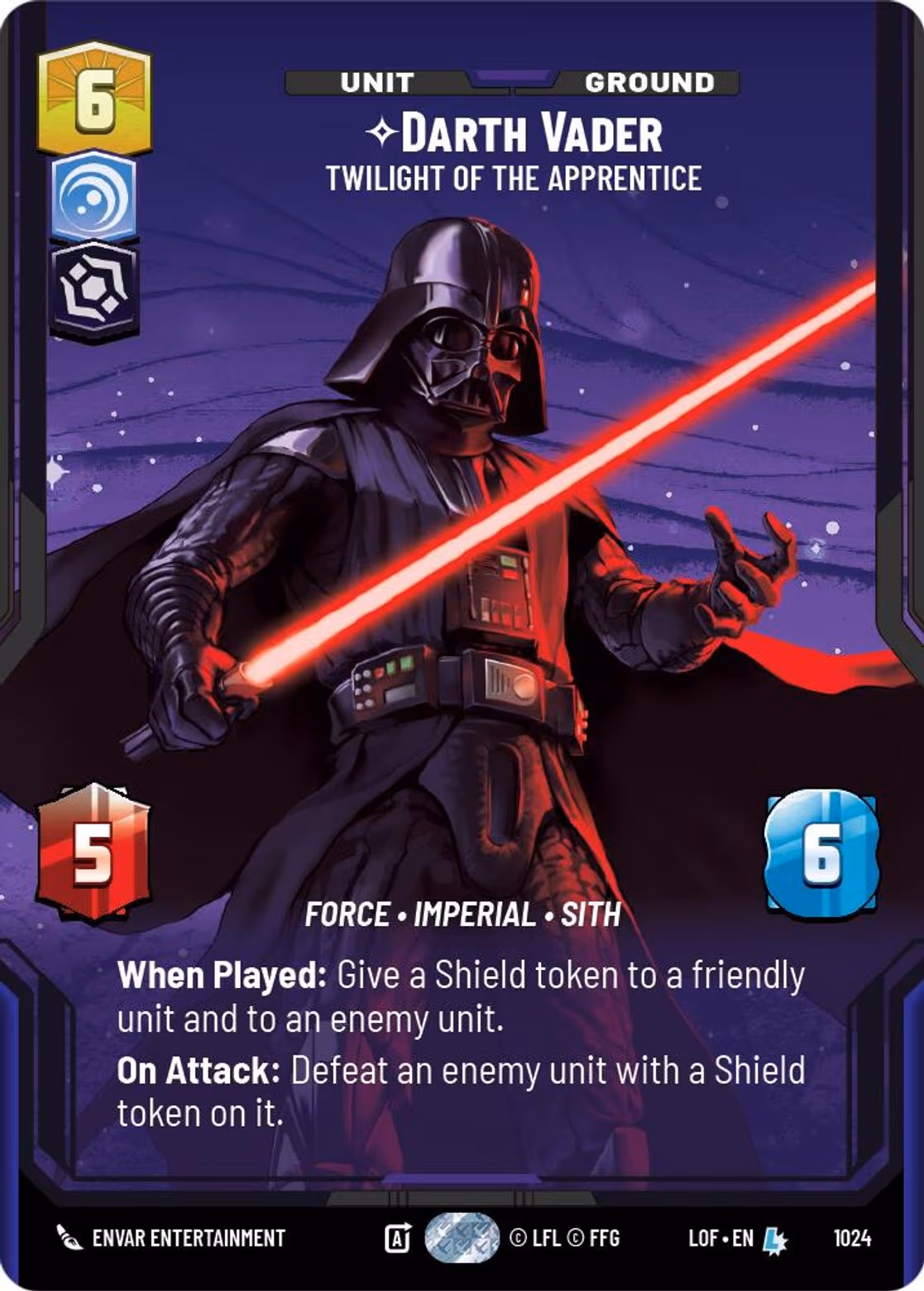 Darth Vader - Twilight of the Apprentice LOF-1024 Prestige Star Wars Unlimited card