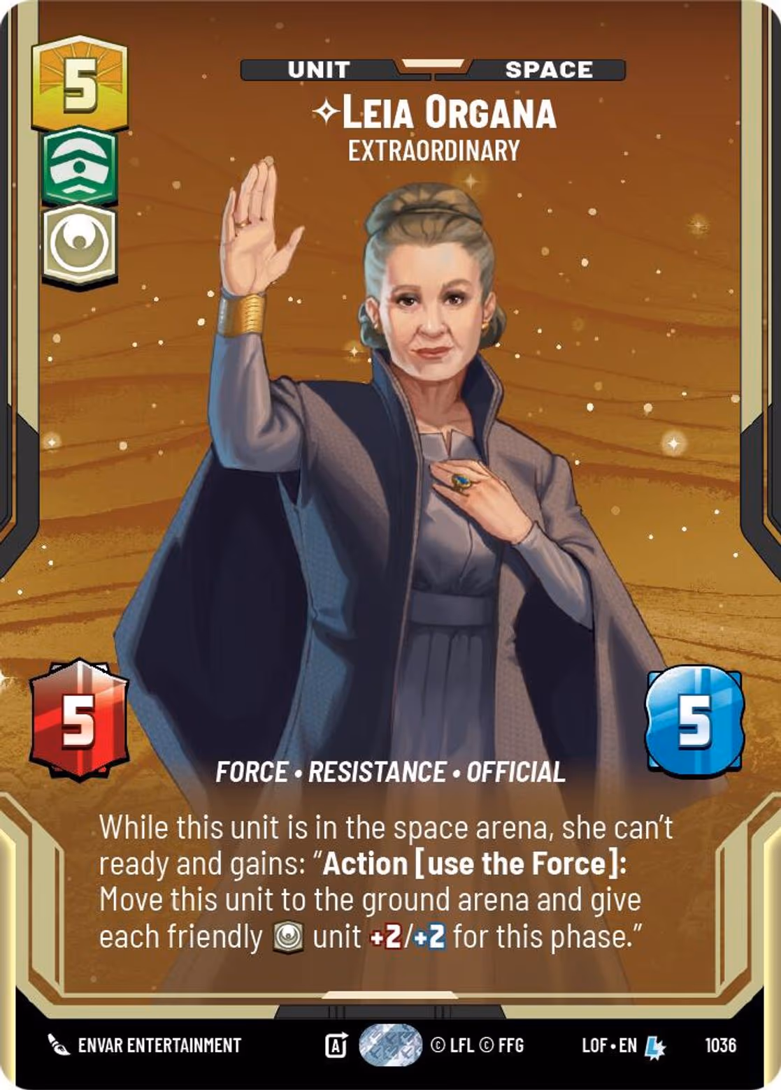 Leia Organa - Extraordinary LOF-1036 Prestige Star Wars Unlimited card