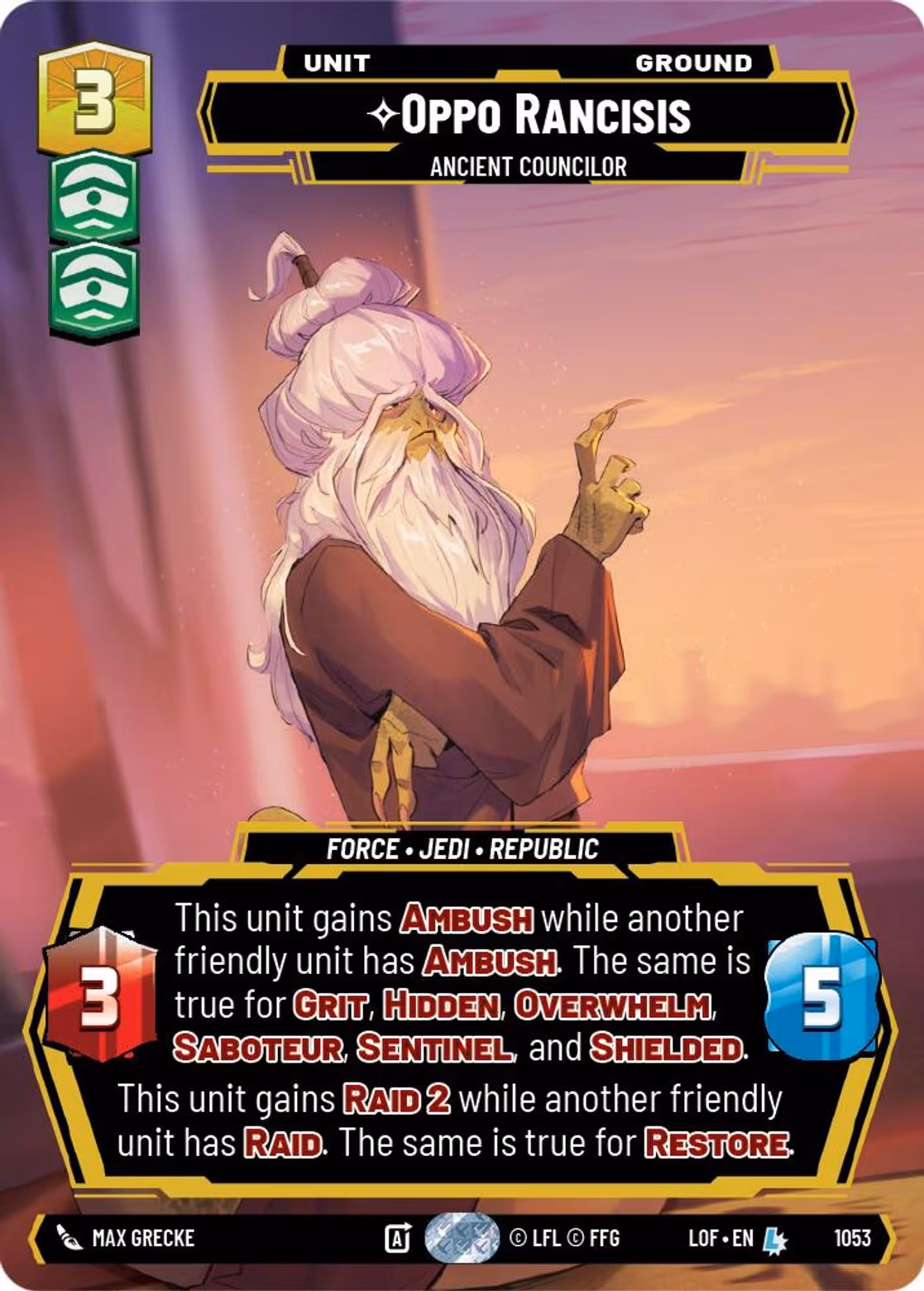 Oppo Rancisis - Ancient Councilor LOF-1053 Prestige Star Wars Unlimited card