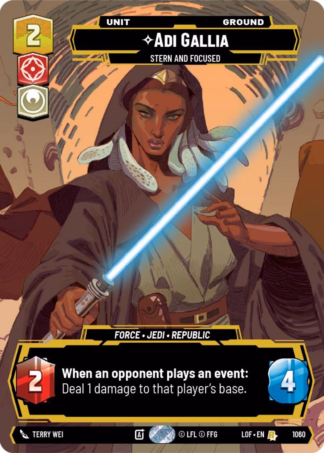 Adi Gallia - Stern and Focused LOF-1060 Prestige Star Wars Unlimited card