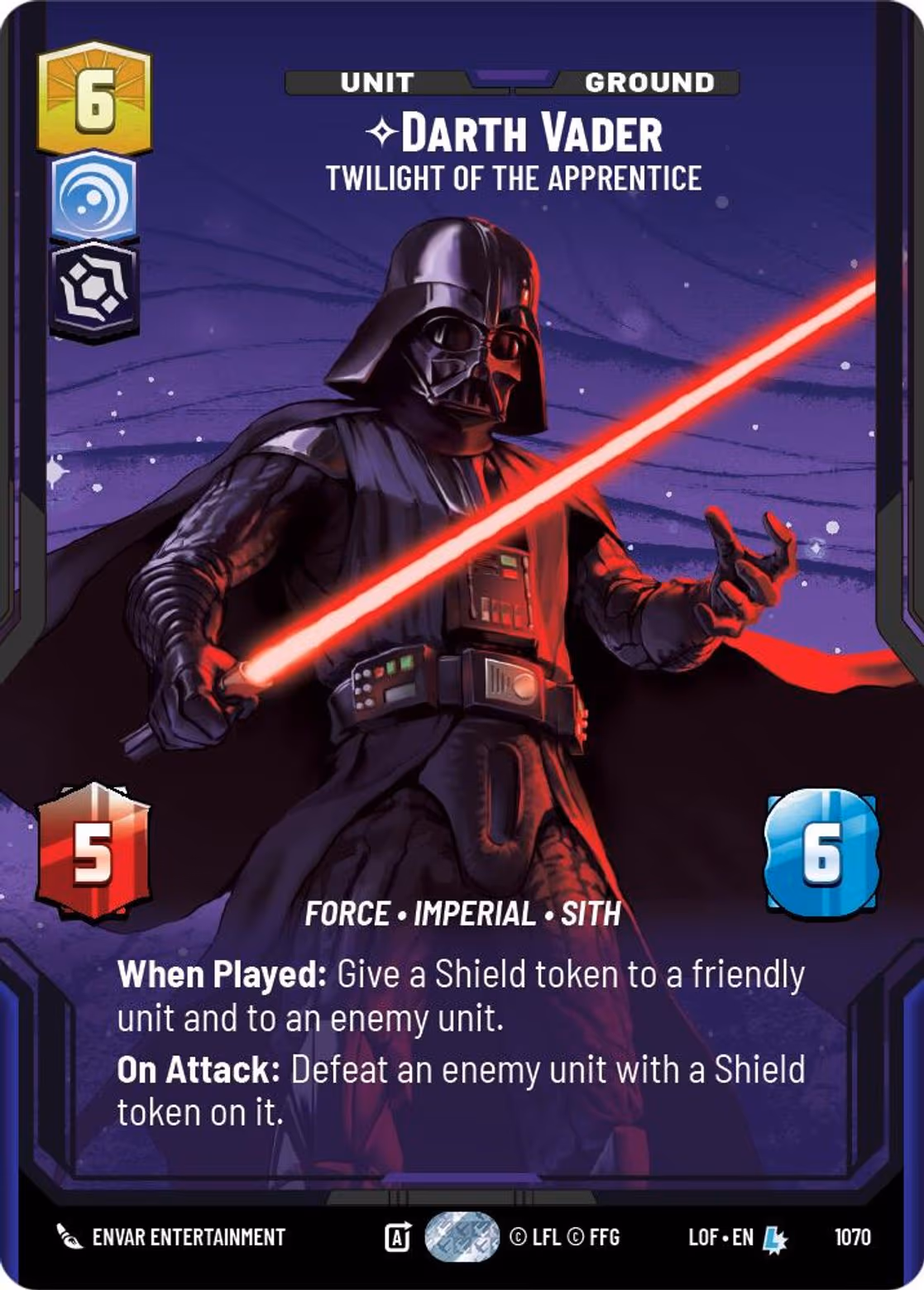 Darth Vader - Twilight of the Apprentice LOF-1070 Prestige Foil Star Wars Unlimited card
