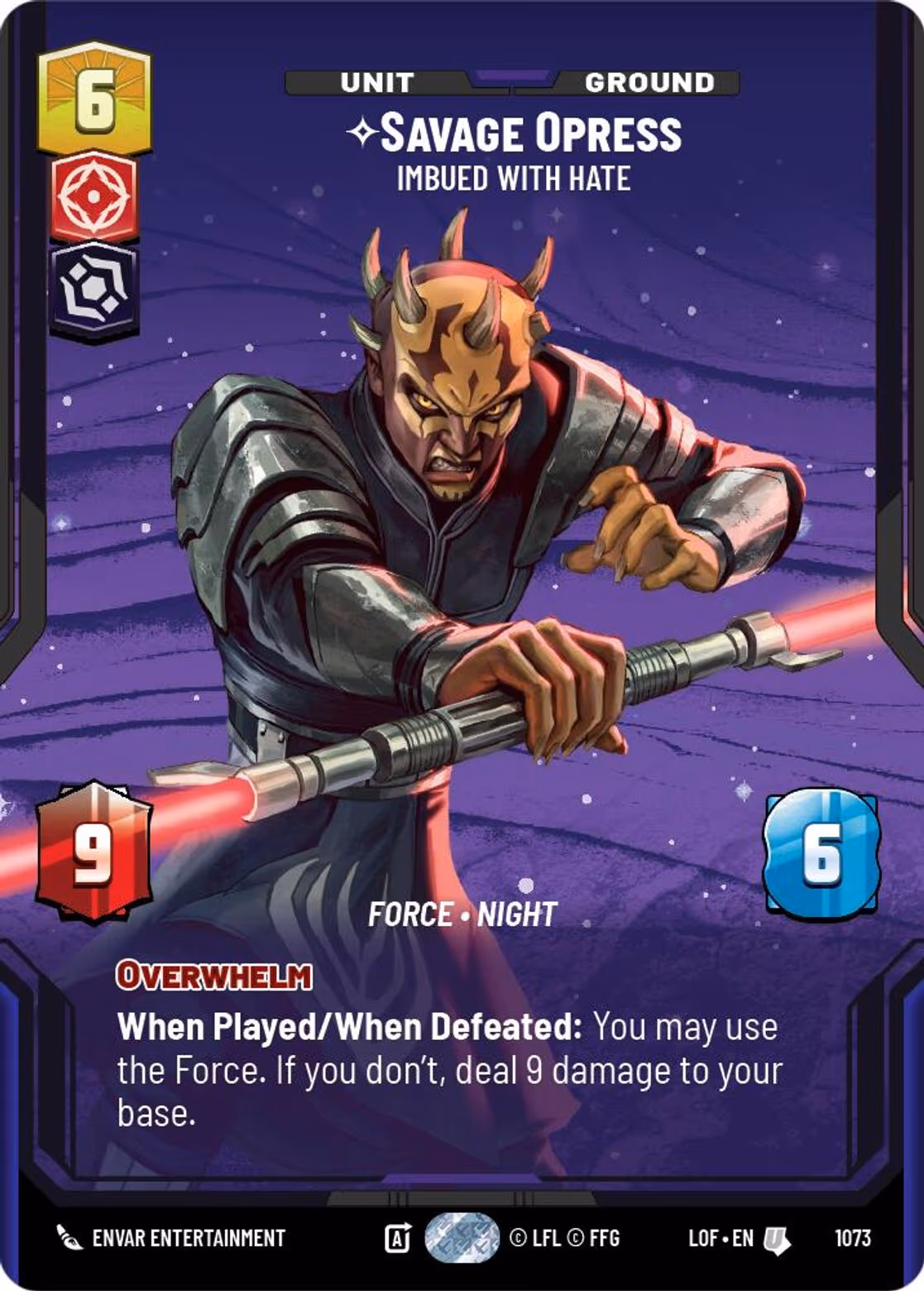 Savage Opress - Imbued With Hate LOF-1073 Prestige Foil Star Wars Unlimited card