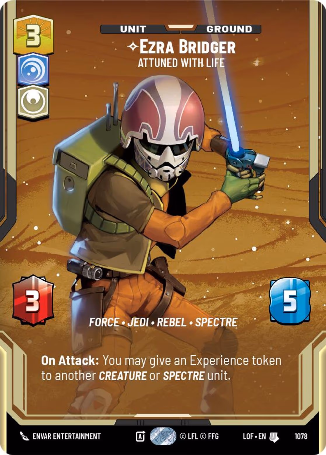 Ezra Bridger - Attuned With Life LOF-1078 Prestige Foil Star Wars Unlimited card