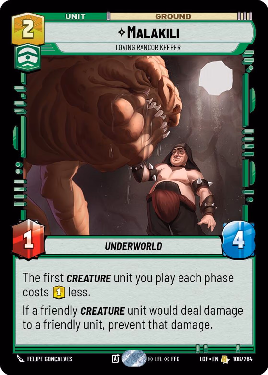 Malakili - Loving Rancor Keeper LOF-108 Star Wars Unlimited card