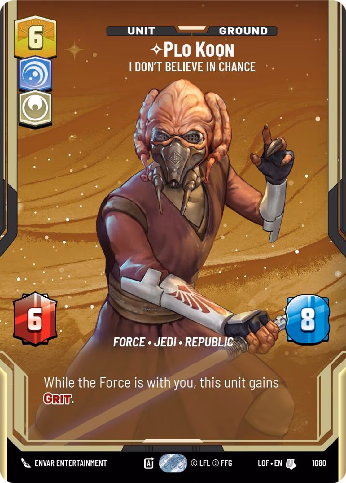 Plo Koon - I Don't Believe in Chance LOF-1080 Prestige Foil Star Wars Unlimited card