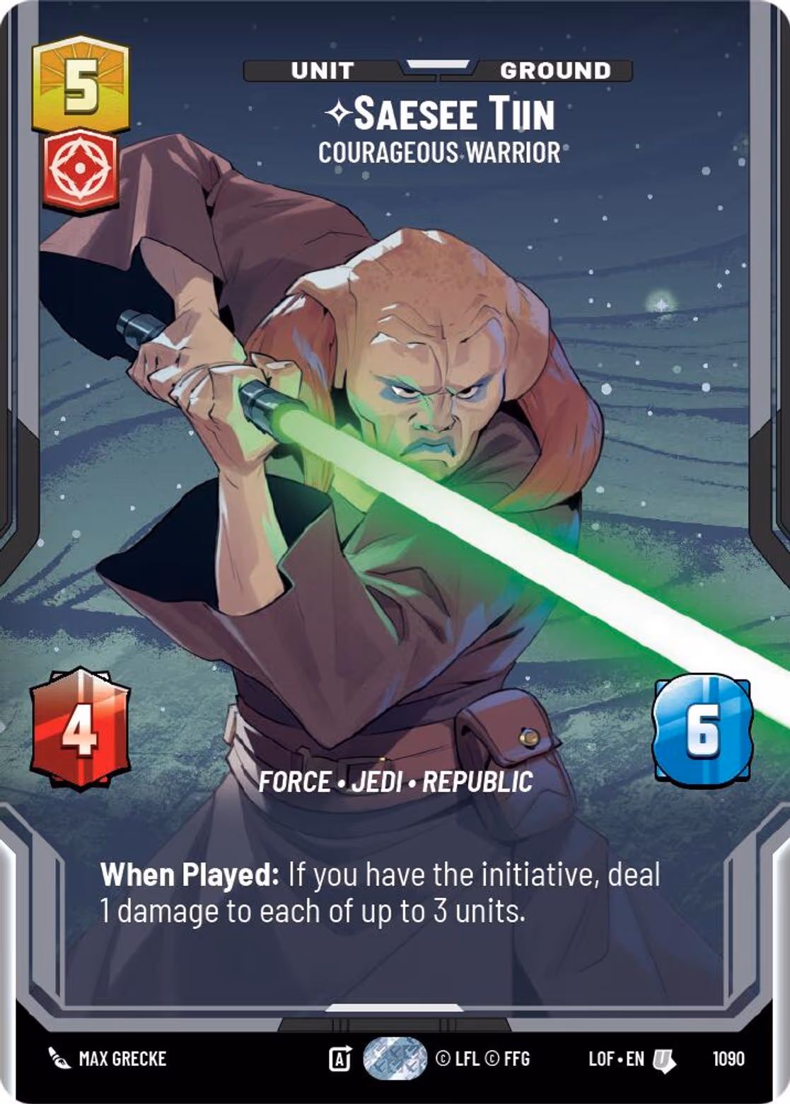 Saesee Tiin - Courageous Warrior LOF-1090 Prestige Foil Star Wars Unlimited card