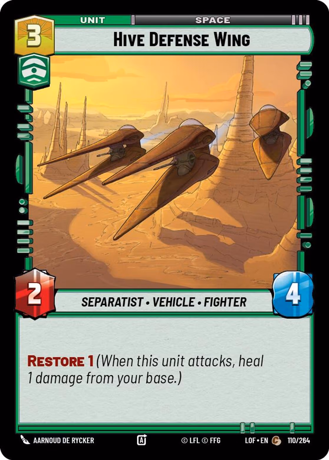 Hive Defense Wing LOF-110 Star Wars Unlimited card