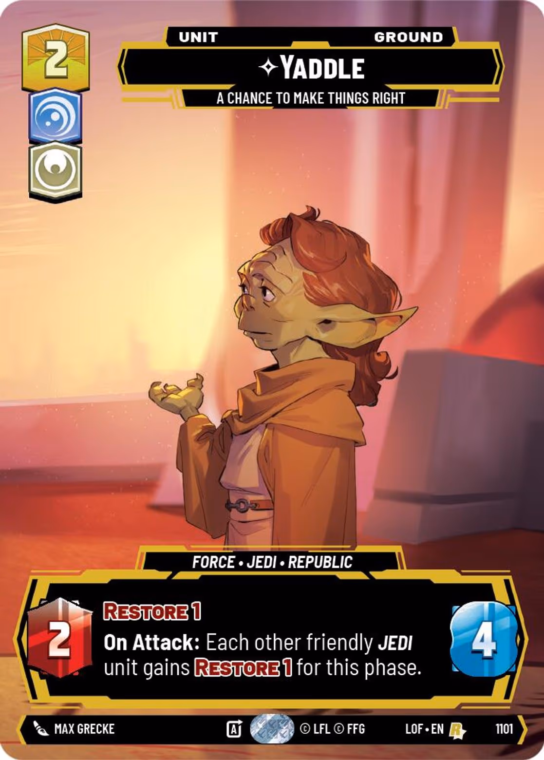 Yaddle - A Chance to Make Things Right LOF-1101 Prestige Foil Star Wars Unlimited card