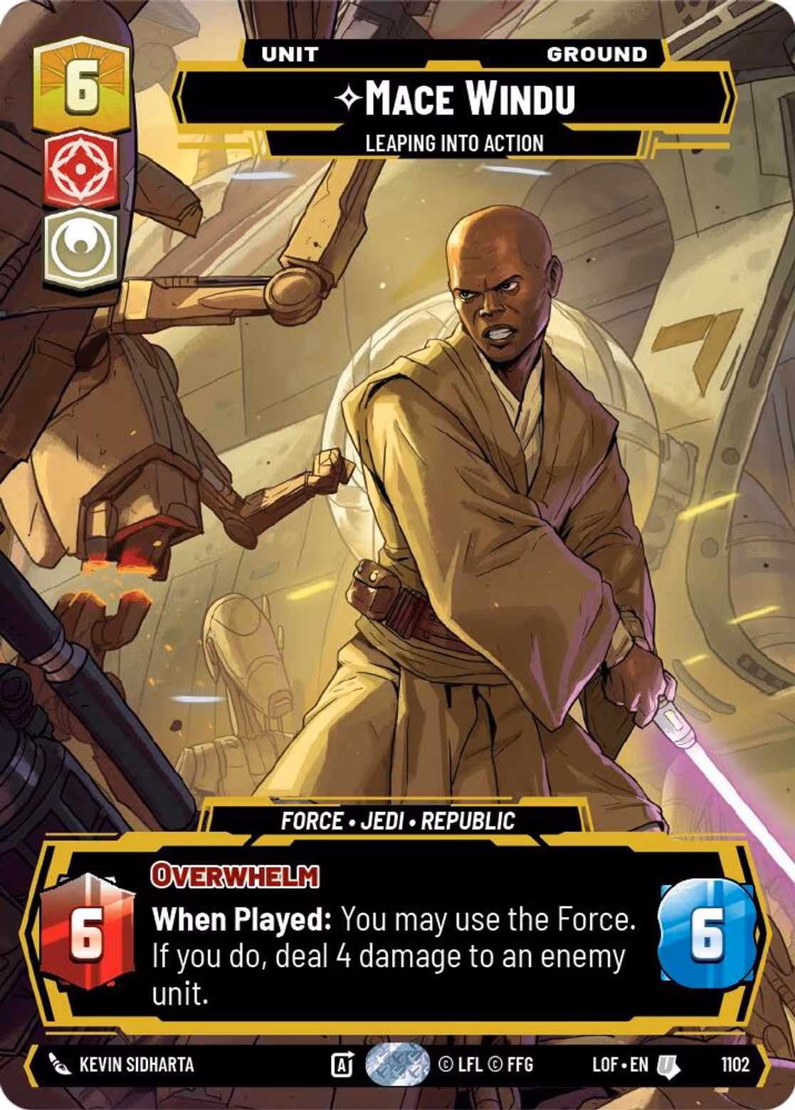 Mace Windu - Leaping into Action LOF-1102 Prestige Foil Star Wars Unlimited card