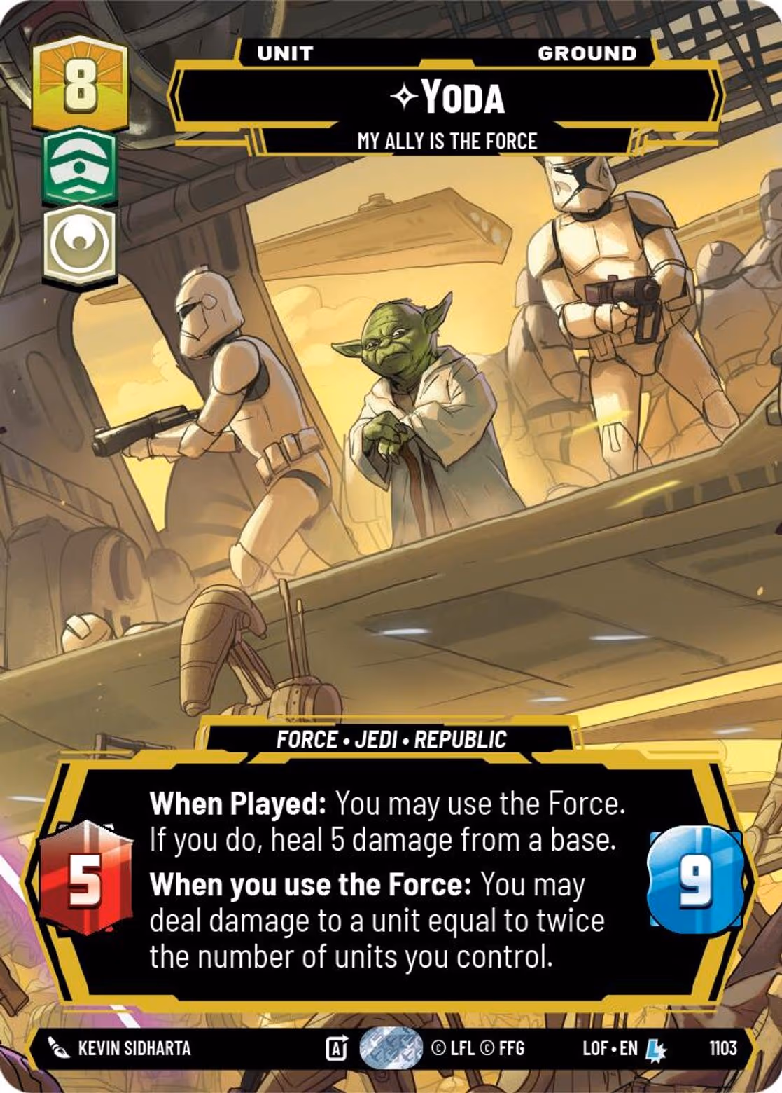 Yoda - My Ally is the Force LOF-1103 Prestige Foil Star Wars Unlimited card