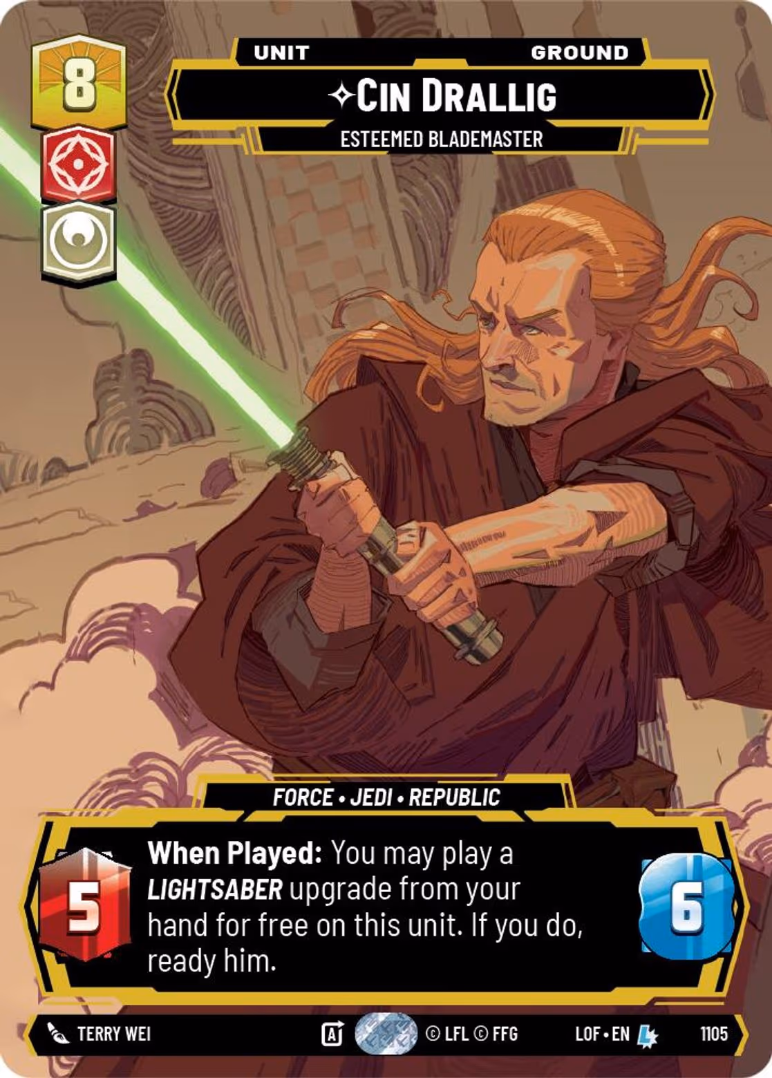 Cin Drallig - Esteemed Blademaster LOF-1105 Prestige Foil Star Wars Unlimited card