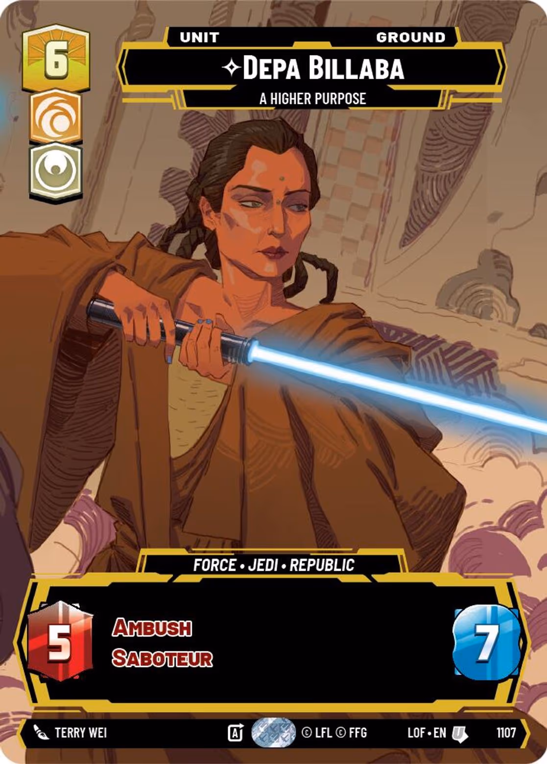 Depa Billaba - A Higher Purpose LOF-1107 Prestige Foil Star Wars Unlimited card