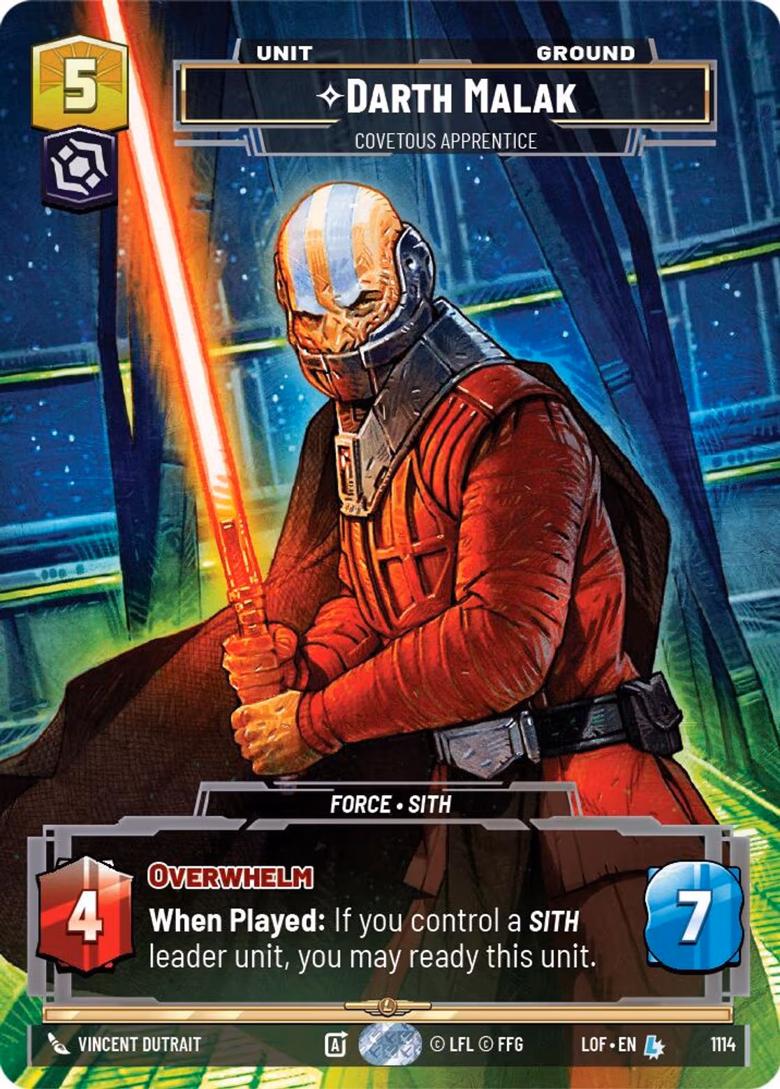Darth Malak - Covetous Apprentice LOF-1114 Prestige Foil Star Wars Unlimited card