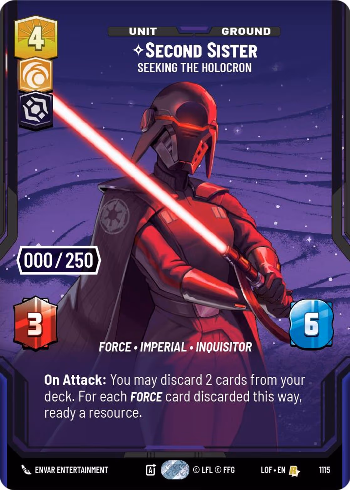 Second Sister - Seeking the Holocron LOF-1115 Prestige Serialized Star Wars Unlimited card