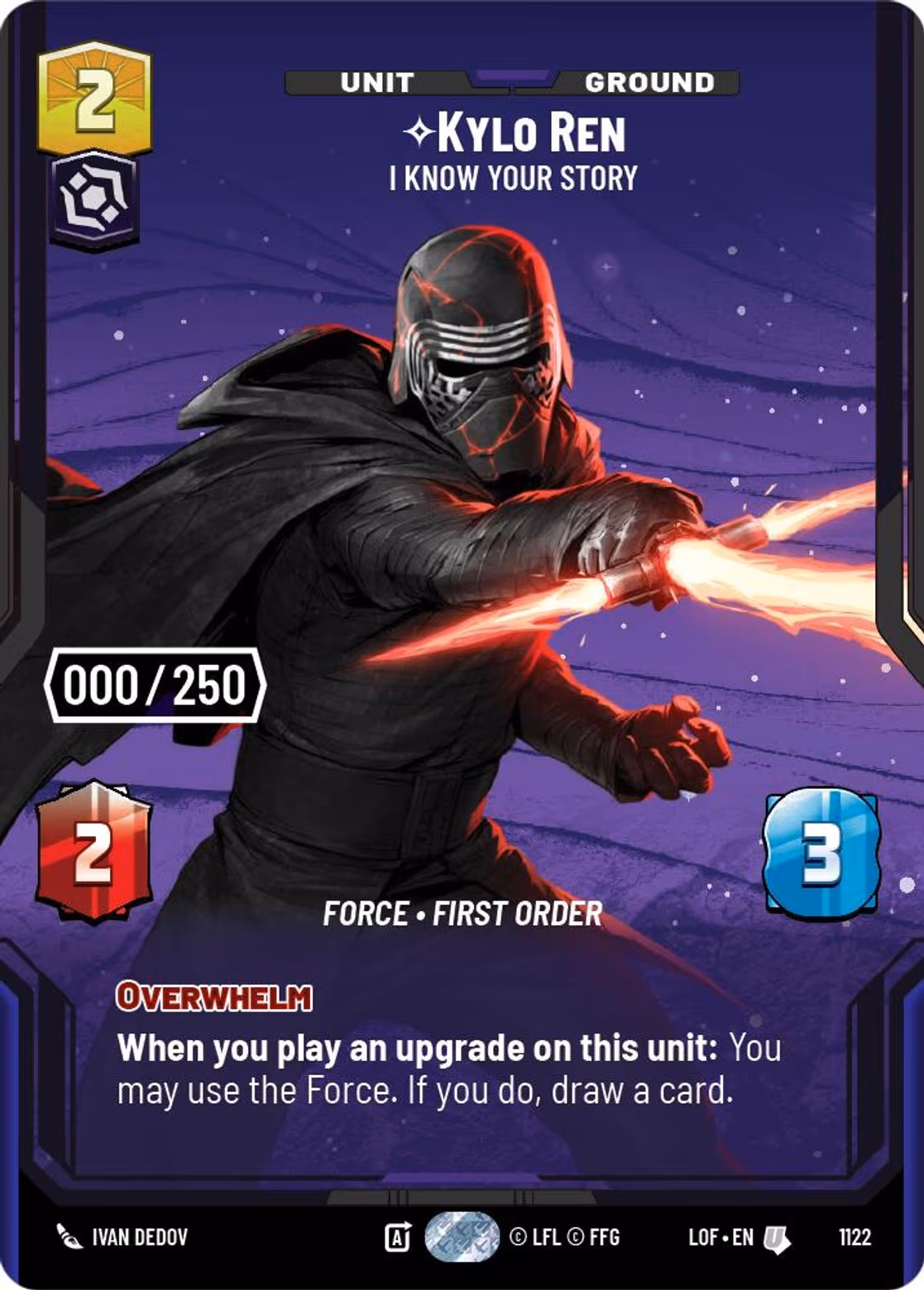 Kylo Ren - I Know Your Story LOF-1122 Prestige Serialized Star Wars Unlimited card