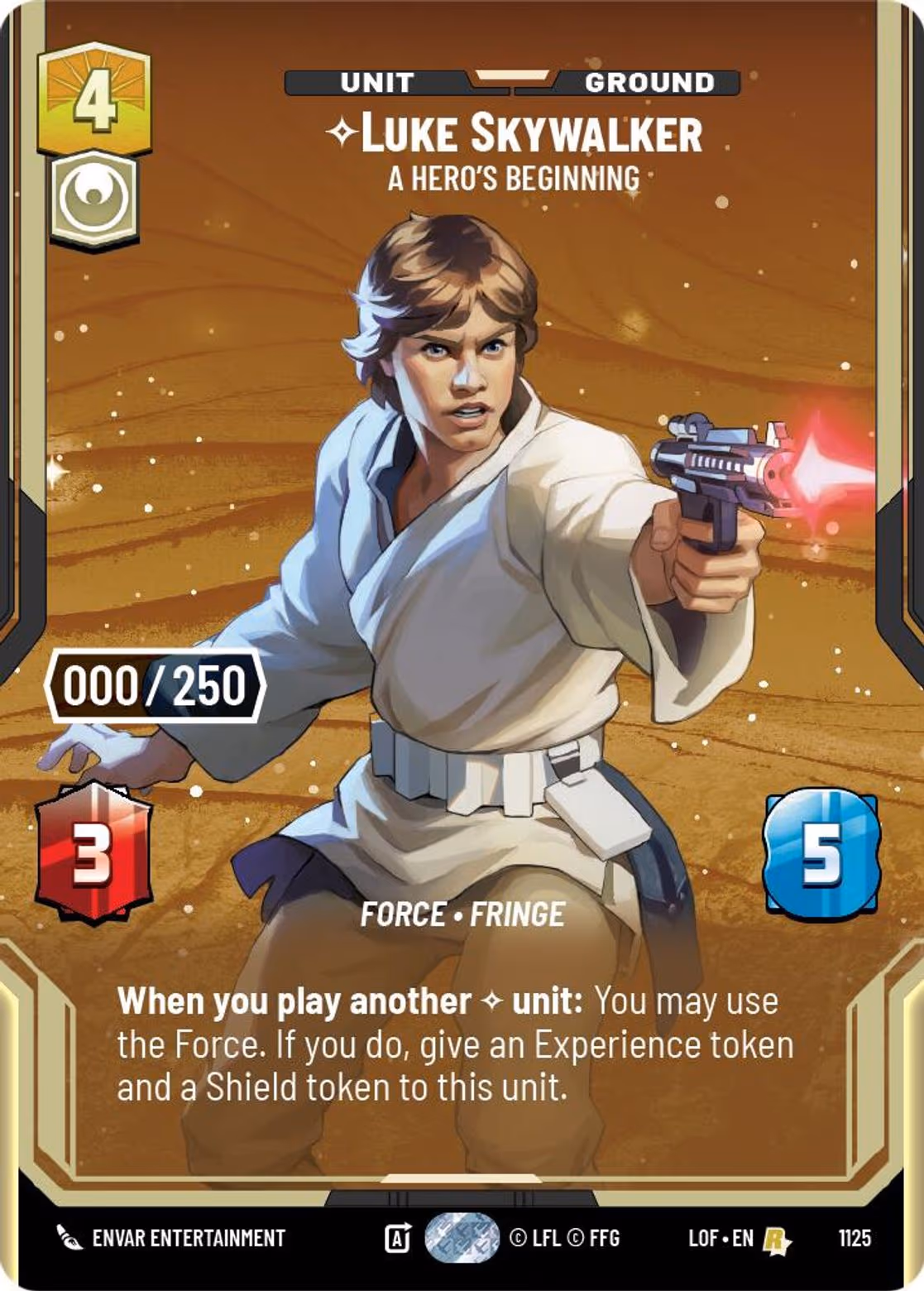Luke Skywalker - A Hero's Beginning LOF-1125 Prestige Serialized Star Wars Unlimited card