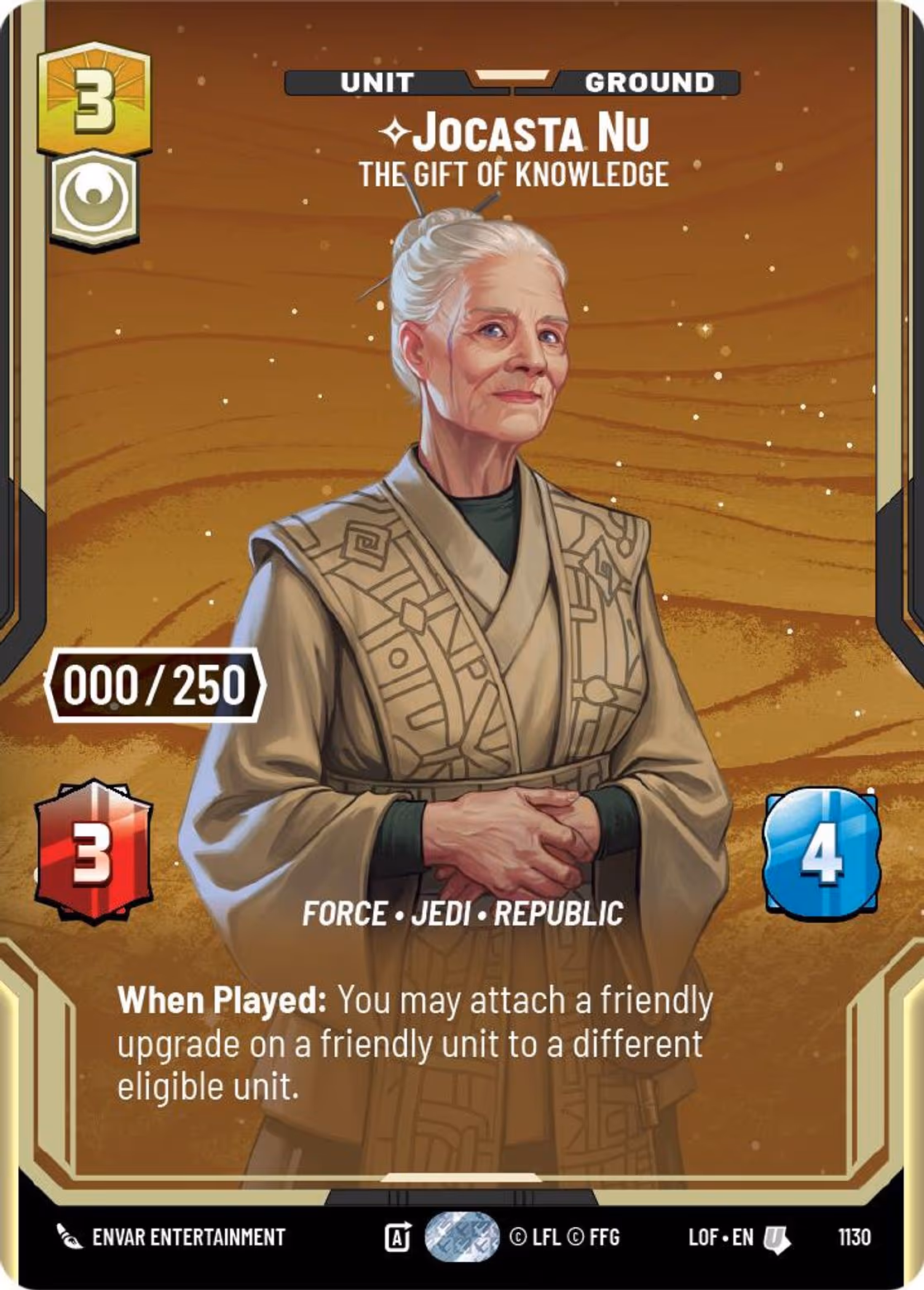 Jocasta Nu - The Gift of Knowledge LOF-1130 Prestige Serialized Star Wars Unlimited card