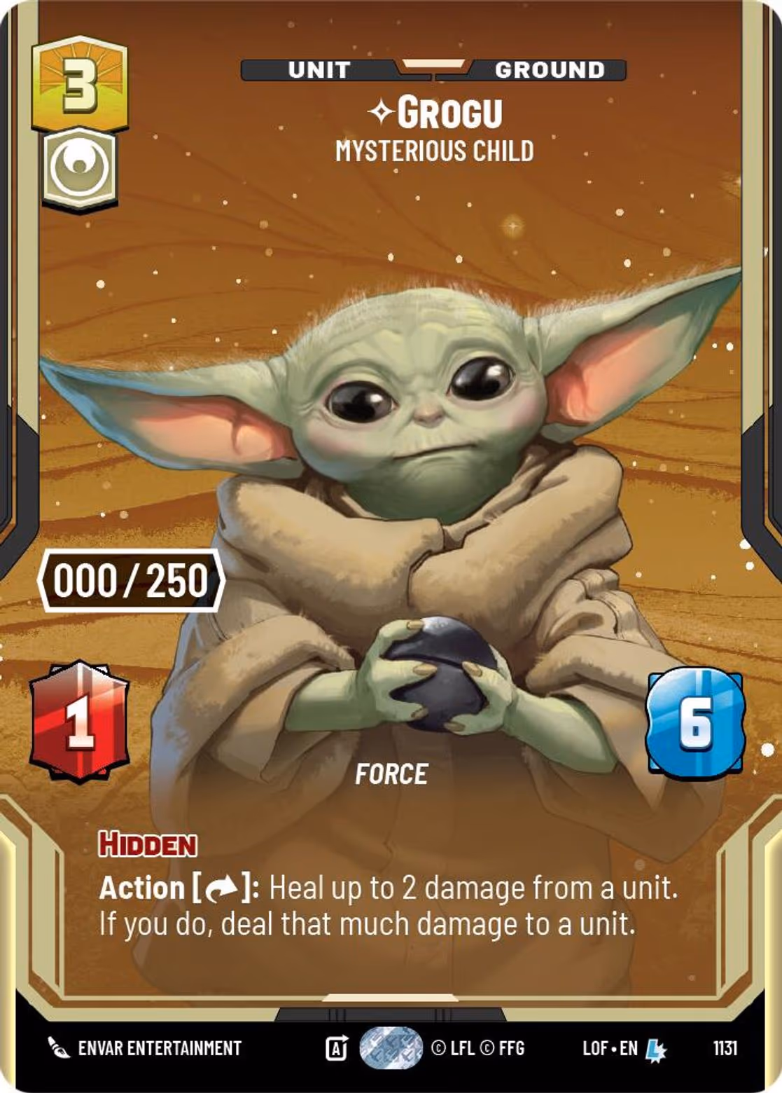 Grogu - Mysterious Child LOF-1131 Prestige Serialized Star Wars Unlimited card