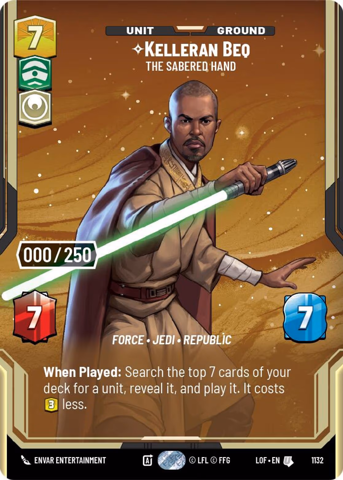 Kelleran Beq - The Sabered Hand LOF-1132 Prestige Serialized Star Wars Unlimited card