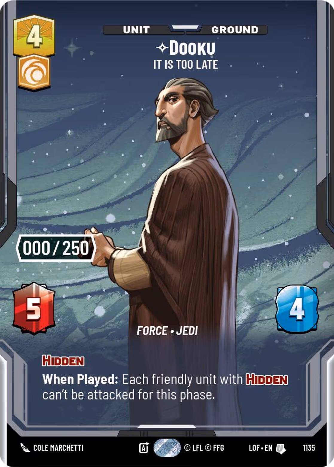 Dooku - It is Too Late LOF-1135 Prestige Serialized Star Wars Unlimited card
