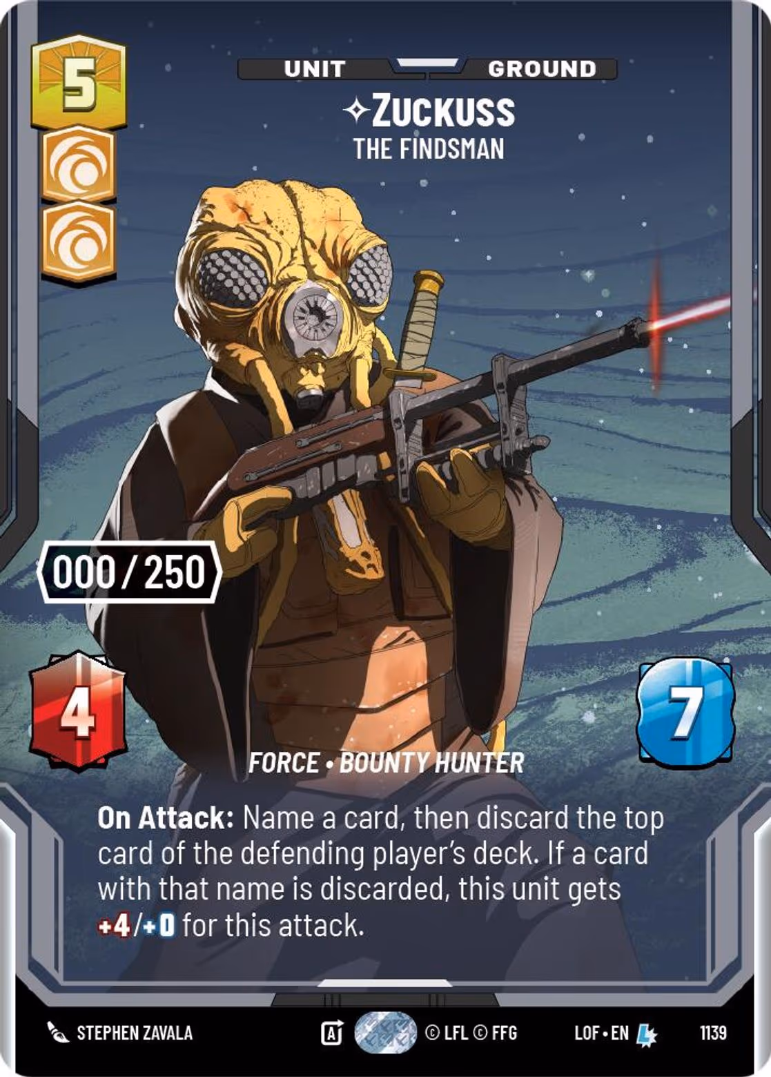 Zuckuss - The Findsman LOF-1139 Prestige Serialized Star Wars Unlimited card